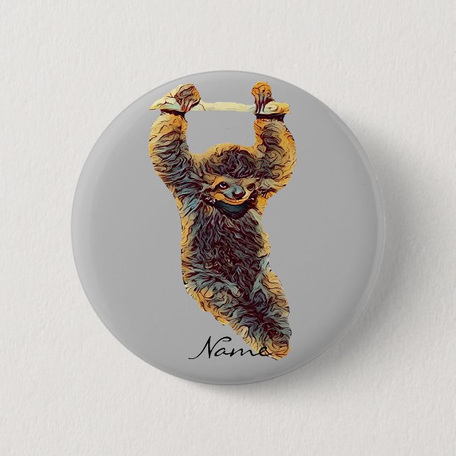 Sloth Hanging Out Thunder_Cove Button (Front)