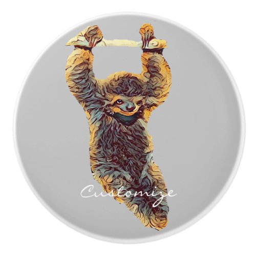 Sloth Hanging Out Thunder_Cove Ceramic Knob