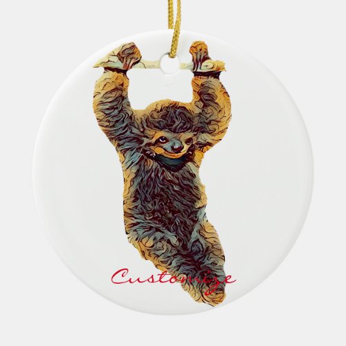 Sloth Hanging Out Thunder_Cove Ceramic Ornament