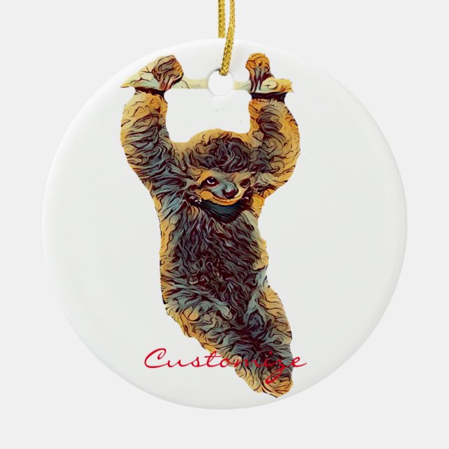 Sloth Hanging Out Thunder_Cove Ceramic Ornament (Front)
