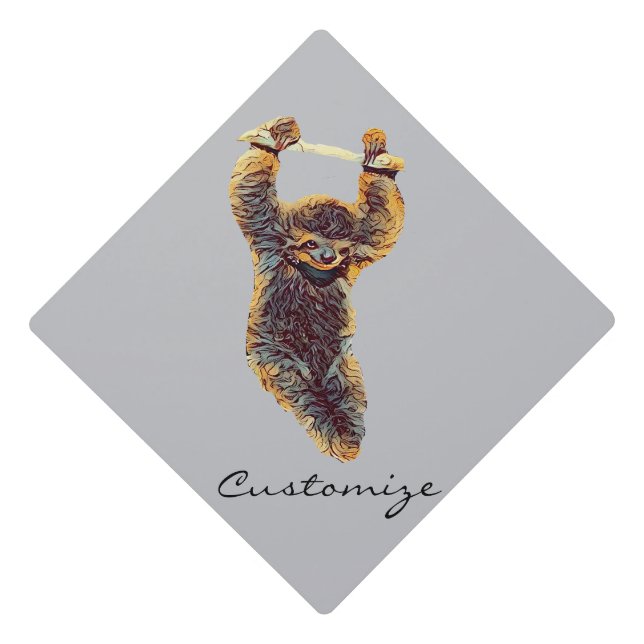 Sloth Hanging Out Thunder_Cove Graduation Cap Topper (Front)