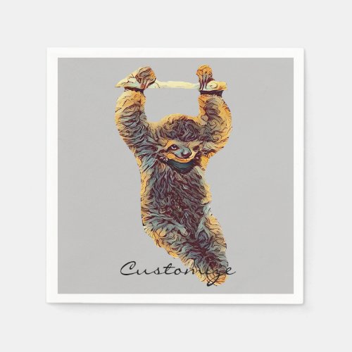 Sloth Hanging Out Thunder_Cove Napkins
