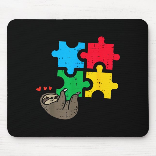Sloth Hanging Puzzle Cute Autism Awareness Men Wom Mouse Pad (Front)