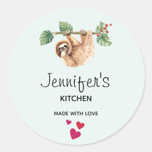 Sloth Hanging Upside Down Kitchen Classic Round Sticker