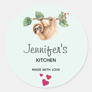Sloth Hanging Upside Down Kitchen Classic Round Sticker