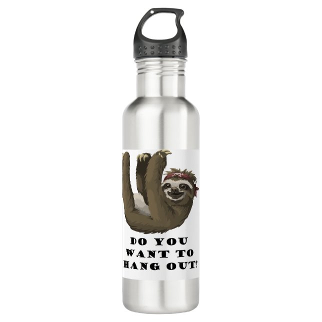 sloth hangout stainless steel water bottle (Front)