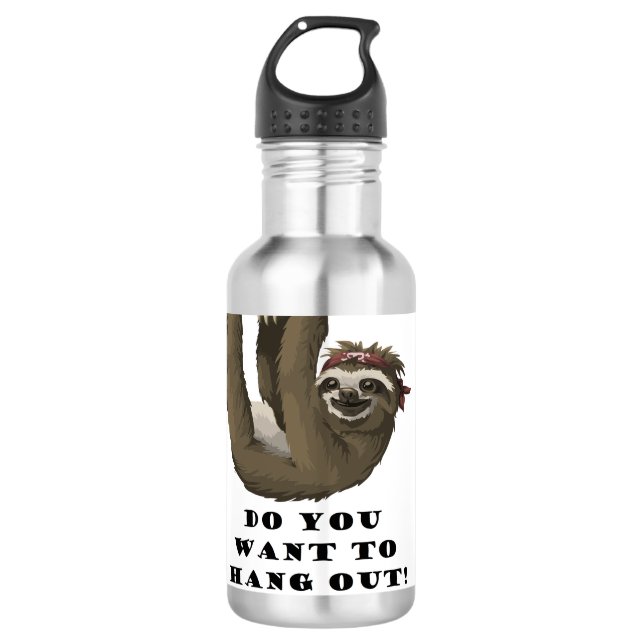 sloth hangout stainless steel water bottle (Front)