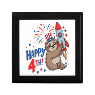 Sloth Happy 4th Rocket Fireworks USA Gift Box