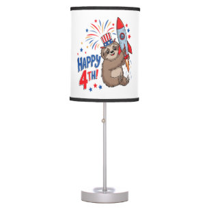 Sloth Happy 4th Rocket Fireworks USA Table Lamp