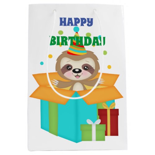 Sloth Happy Birthday Medium Gift Bag