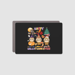 Sloth Happy Hallothanksmas Funny Halloween Thanksg Car Magnet