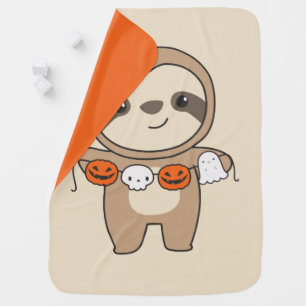 Sloth Happy Halloween Pumpkin Bat Costume Baby Bla Blanket