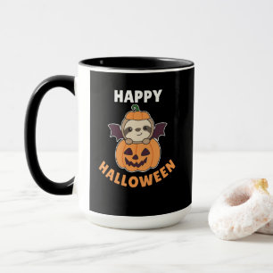 Sloth Happy Halloween Pumpkin Bat Costume Mug