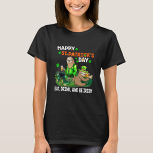 Sloth Happy St Patricks Day Eat Drink And Be Irish T-Shirt