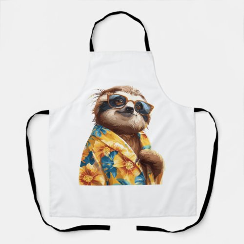 Sloth hawaiian with sunglasses apron