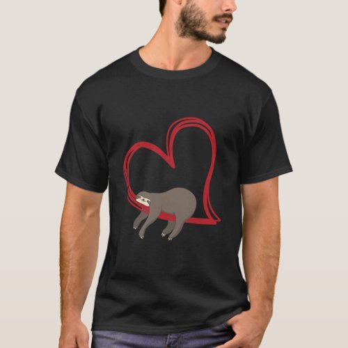 Sloth Heart Hoodie Girl Women Love Sloths Gifts T_Shirt