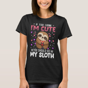 Sloth Heart Valentine's Day Animal For Womens Kids T-Shirt