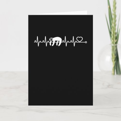 Sloth Heartbeat Heart Cute Valentines Men Women Card