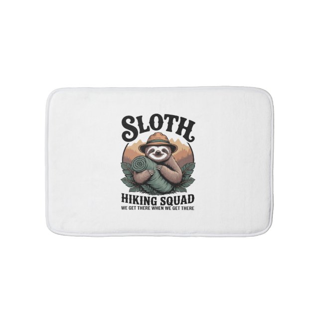 Sloth Hiking Squad Funny Camping Bath Mat (Front)