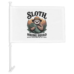 Sloth Hiking Squad Funny Camping Car Flag