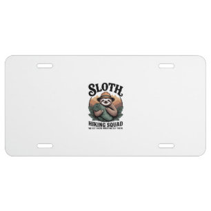 Sloth Hiking Squad Funny Camping License Plate