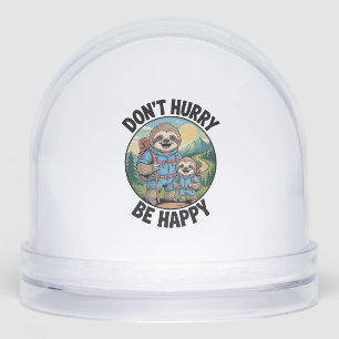 Sloth Hiking Team Don't Hurry Be Happy Enjoy the J Snow Globe
