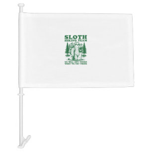 Sloth Hiking Team Funny Hiker Mountain Hiking Club Car Flag