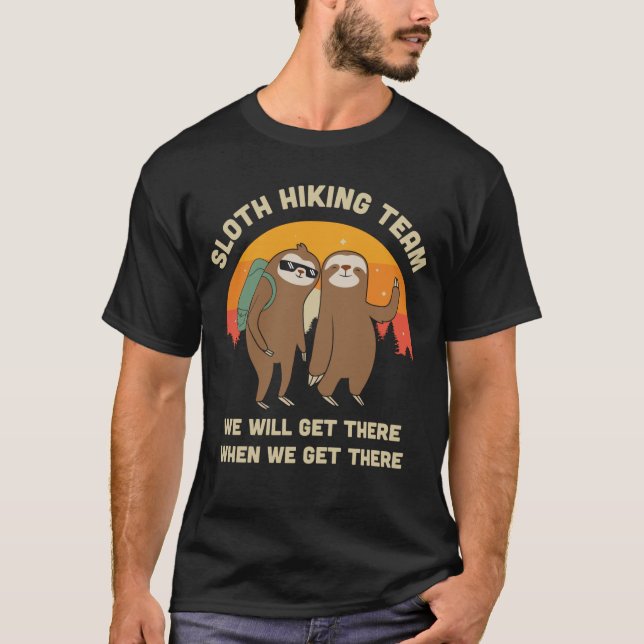 Sloth Hiking Team Funny Vintage Gift T-Shirt (Front)