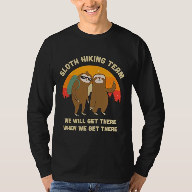 Sloth Hiking Team Funny Vintage T-Shirt (Front)