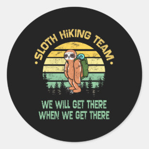 Sloth Hiking Team Hiker Camper Funny Retro Classic Round Sticker