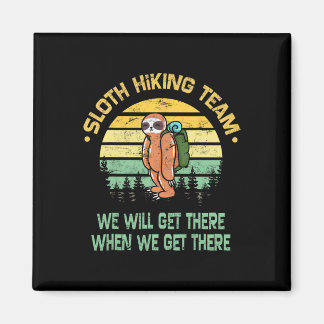 Sloth Hiking Team Hiker Camper Funny Retro  Magnet