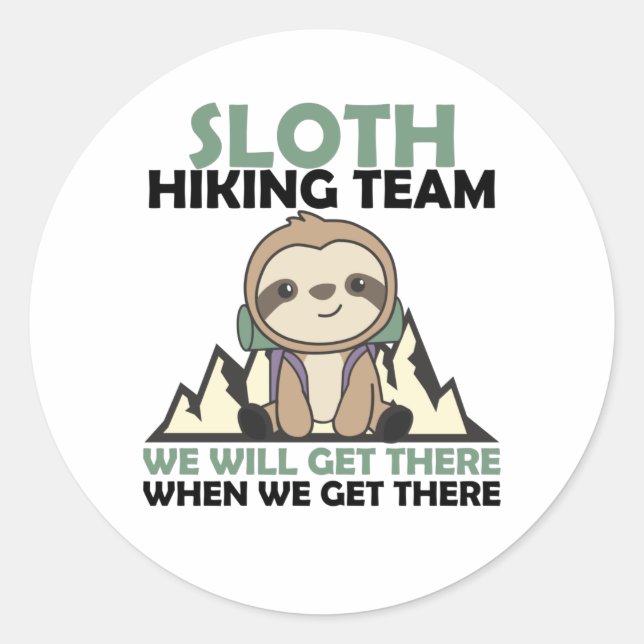 Sloth Hiking Team Mountaineer Sloths Hiking Classic Round Sticker (Front)