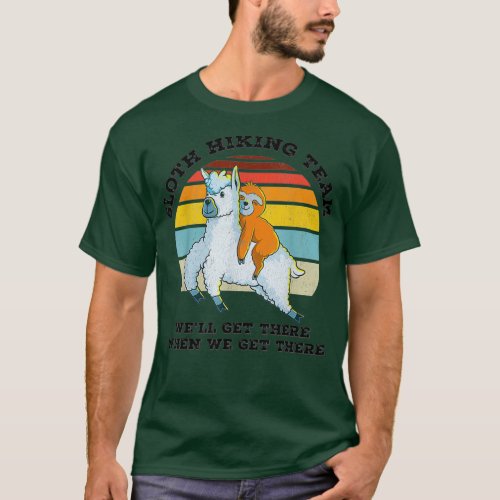 Sloth Hiking Team Retro Vintage Llama Gifts T_Shirt