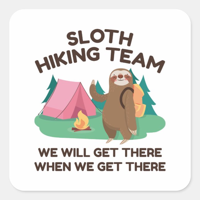 Sloth Hiking Team Square Sticker (Front)