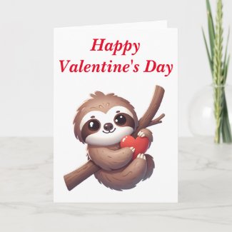 Sloth Holding a Heart Blank Valentine's Day 