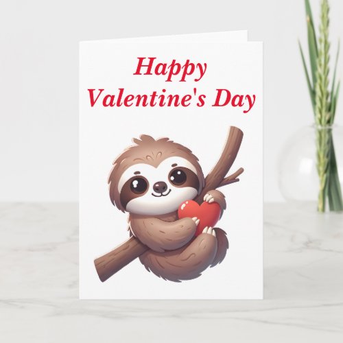 Sloth Holding a Heart Blank Valentines Day  Card