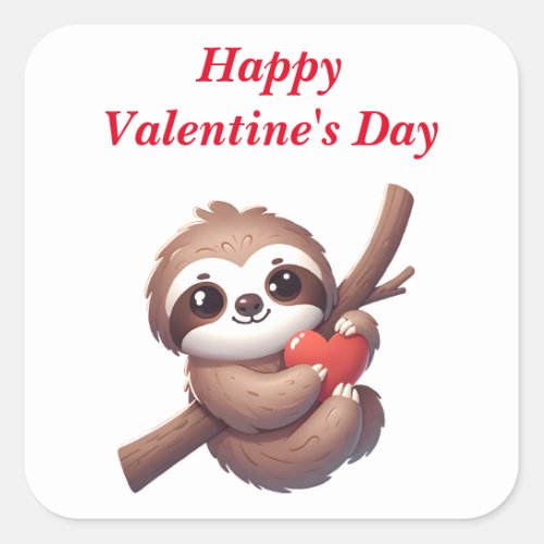 Sloth Holding a Heart Blank Valentines Day  Square Sticker