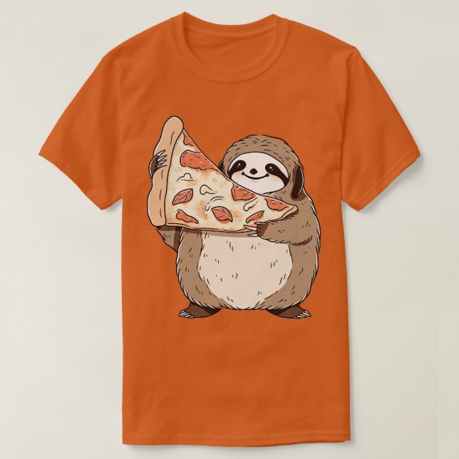 Sloth holding a pizza slice 3 T-Shirt (Design Front)