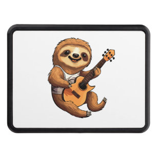 Sloth Holding Guitar Santa Hat Hitch Cover