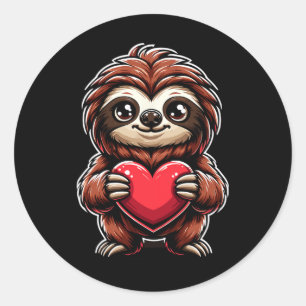 Sloth Holding Heart Valentine's Day Cute Valentine Classic Round Sticker