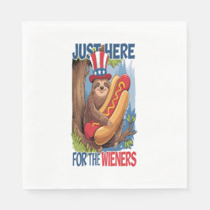 Sloth Hot Dog 4th of July BBQ Napkins