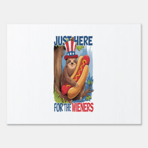 Sloth Hot Dog 4th of July BBQ Sign