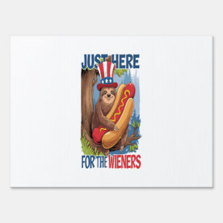 Sloth Hot Dog 4th of July BBQ Sign