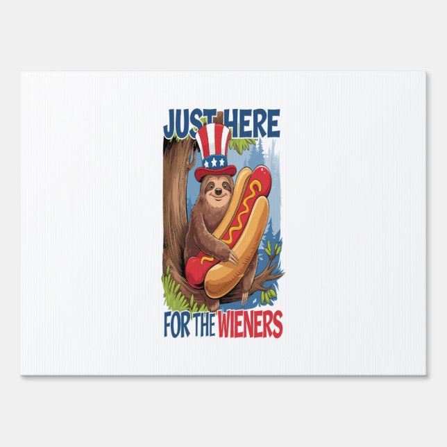 Sloth Hot Dog 4th of July BBQ Sign (Front)