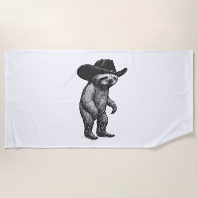Sloth Howdy Sloth Beach Towel (Front)