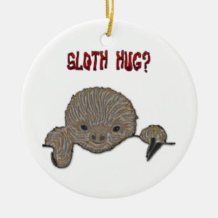 Sloth Hug Baby Sloth Ceramic Ornament