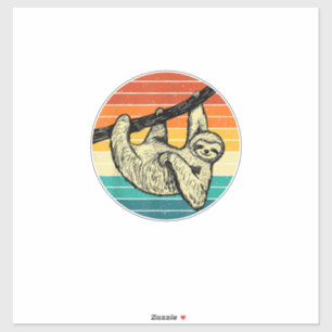 Sloth Hugging Branch - Retro Vintage Animal Lover Sticker