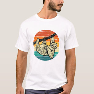 Sloth Hugging Branch - Retro Vintage Animal Lover T-Shirt