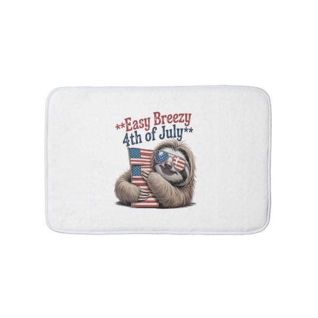 Sloth Hugging Flag 4th of July Bath Mat (Front)