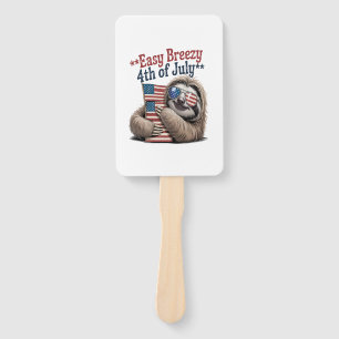 Sloth Hugging Flag 4th of July Hand Fan